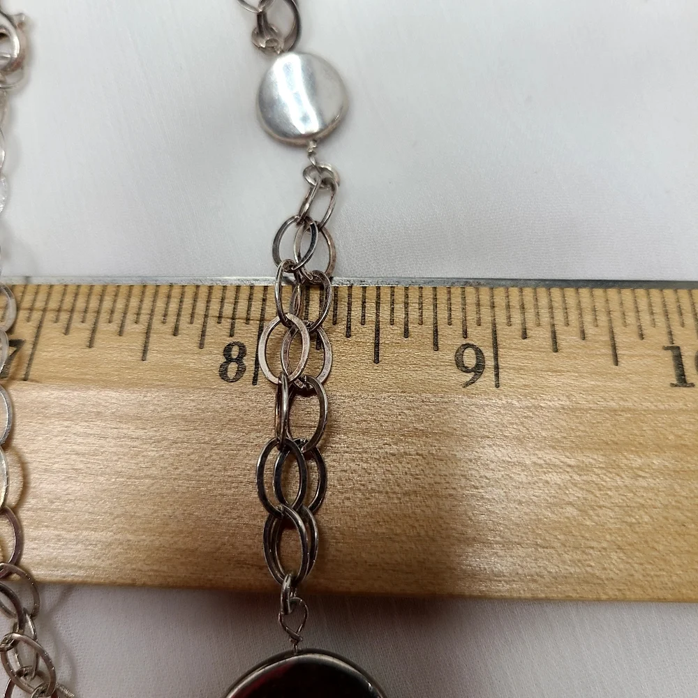 Milor Italian Sterling Silver Oval Link Station Necklace